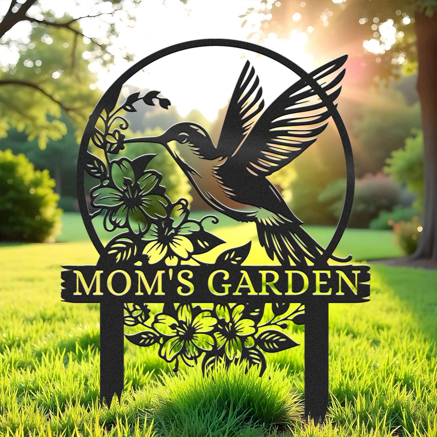 Customization Beautiful Hummingbird Garden Metal Stake, Yard And Garden Decor