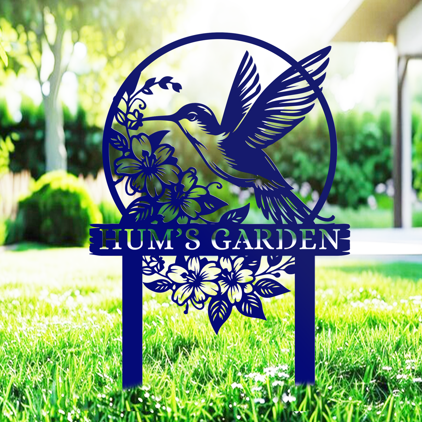 Customization Beautiful Hummingbird Garden Metal Stake, Yard And Garden Decor