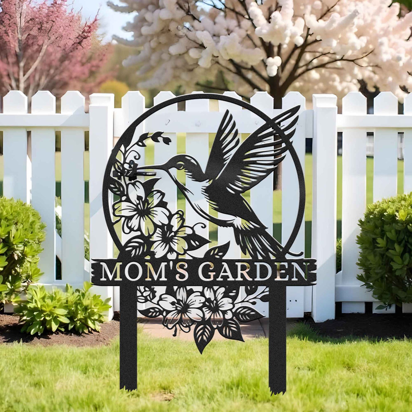 Customization Beautiful Hummingbird Garden Metal Stake, Yard And Garden Decor