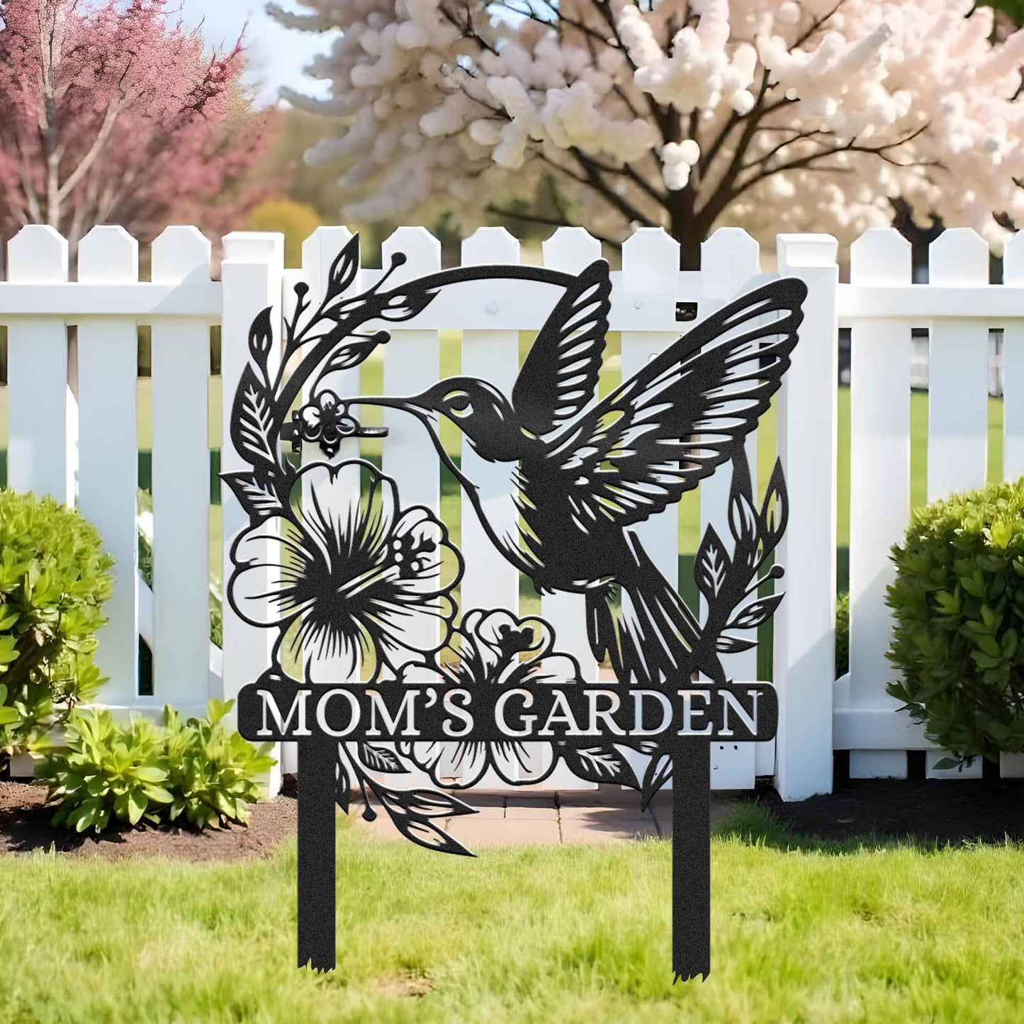 Custom Beautiful Hummingbird Garden Metal Stake, Yard And Garden Decor