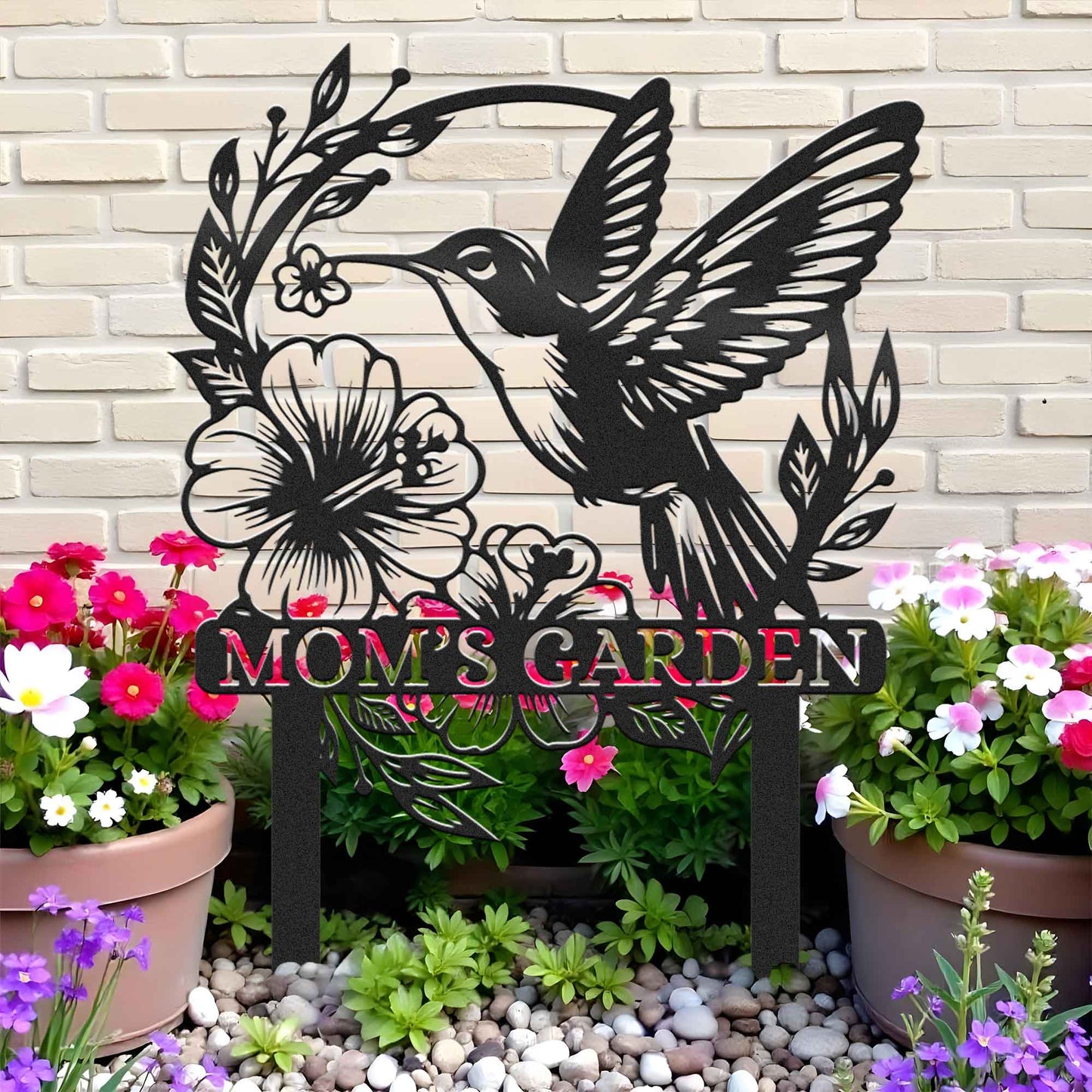Custom Beautiful Hummingbird Garden Metal Stake, Yard And Garden Decor
