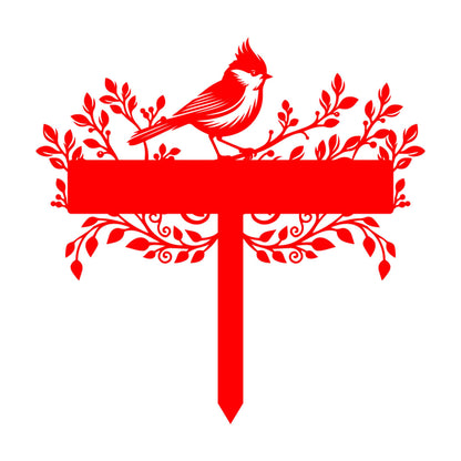 Personalized Beautiful Northern Cardinal Garden Metal Stake, Yard And Garden Decor