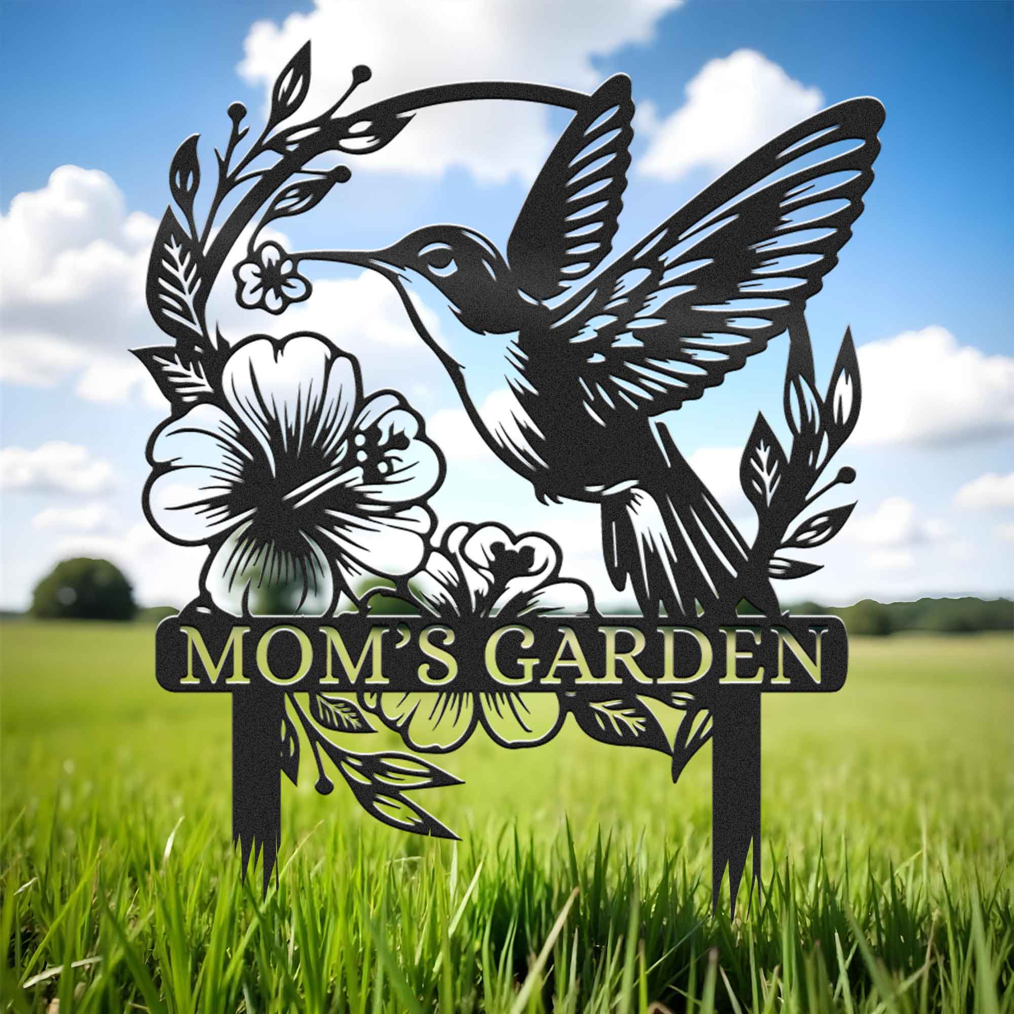 Custom Beautiful Hummingbird Garden Metal Stake, Yard And Garden Decor