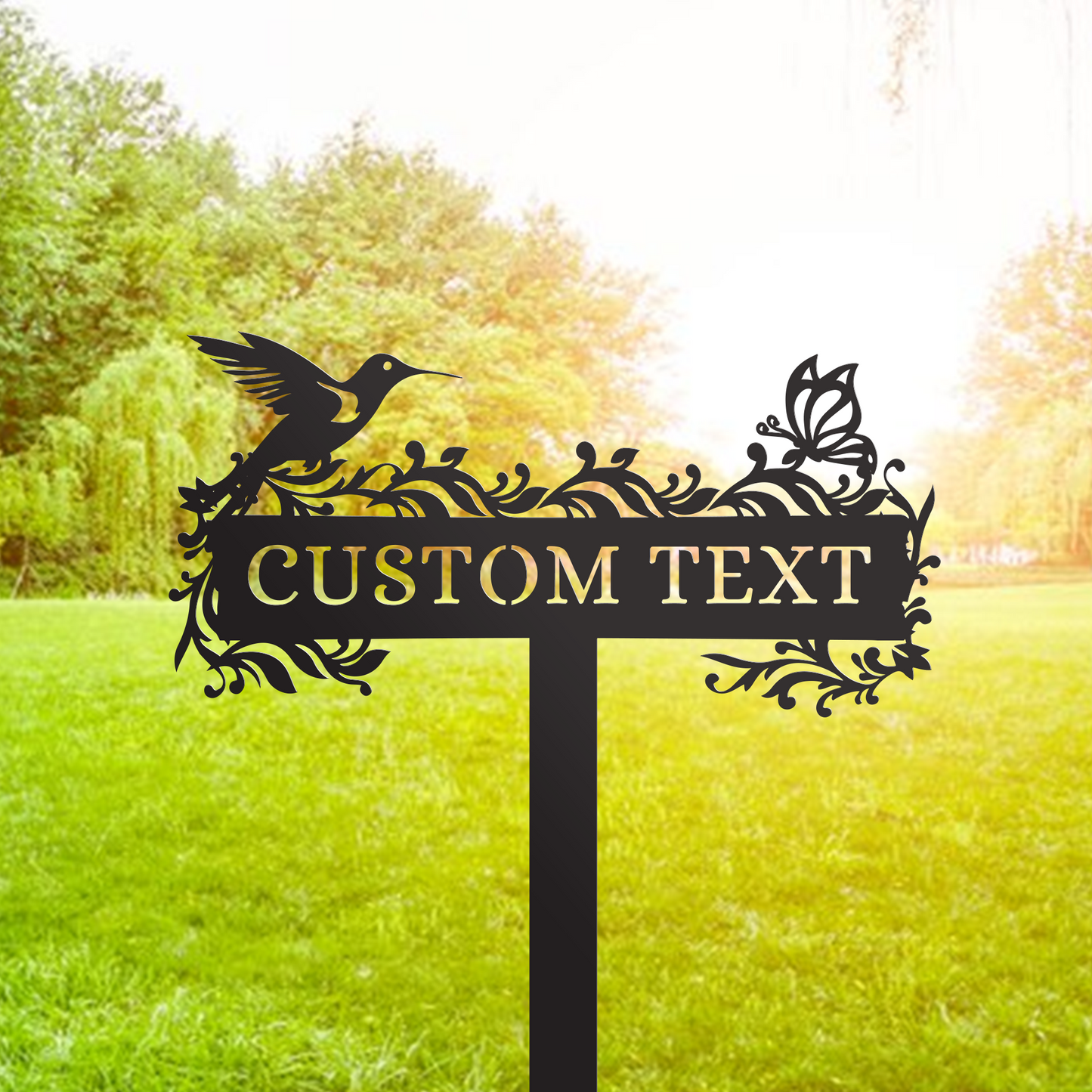 Customized Bird Garden Metal Stake, Personalized Outdoor Metal Stake