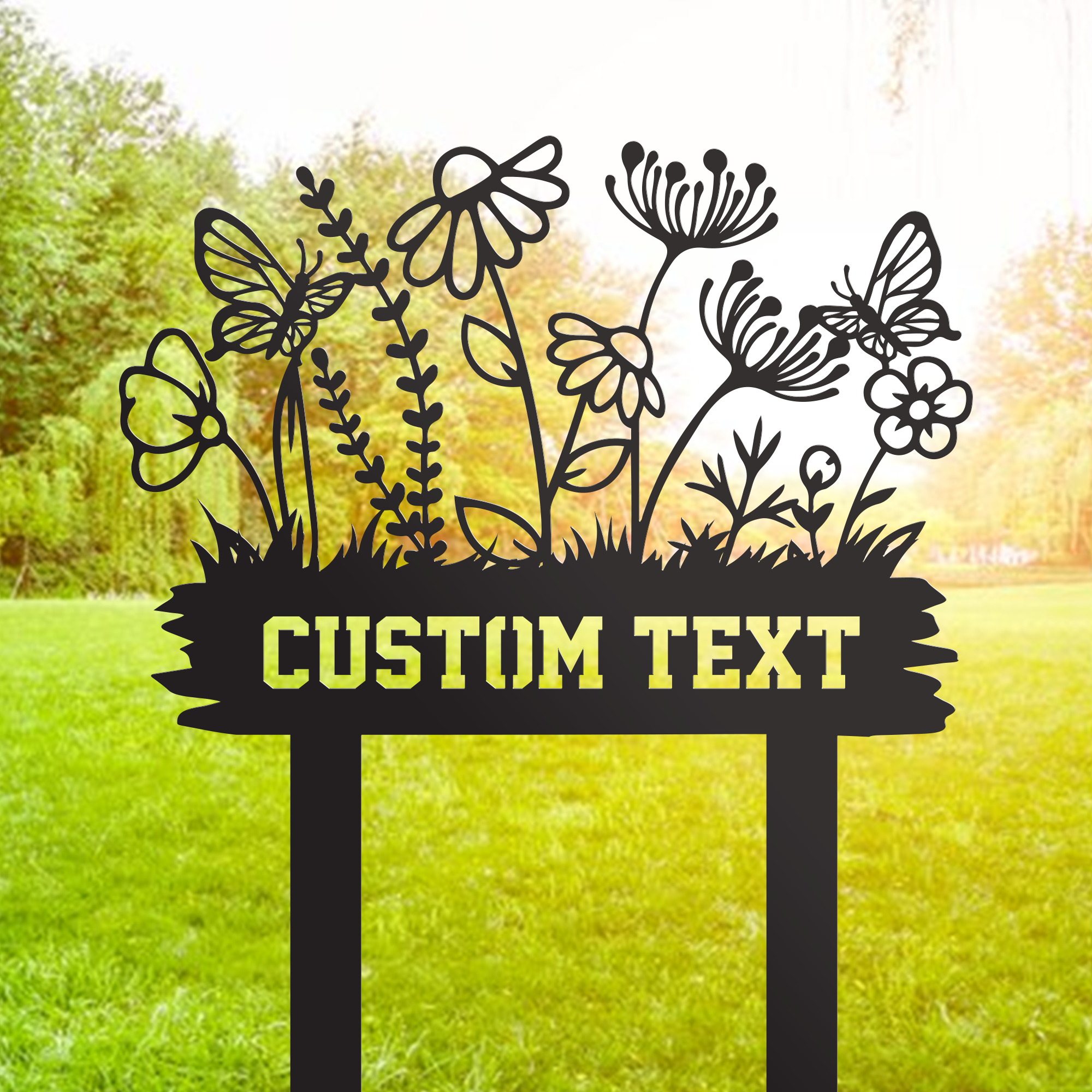 Custom Wildflower Garden Metal Stake, Flowers Garden Decor