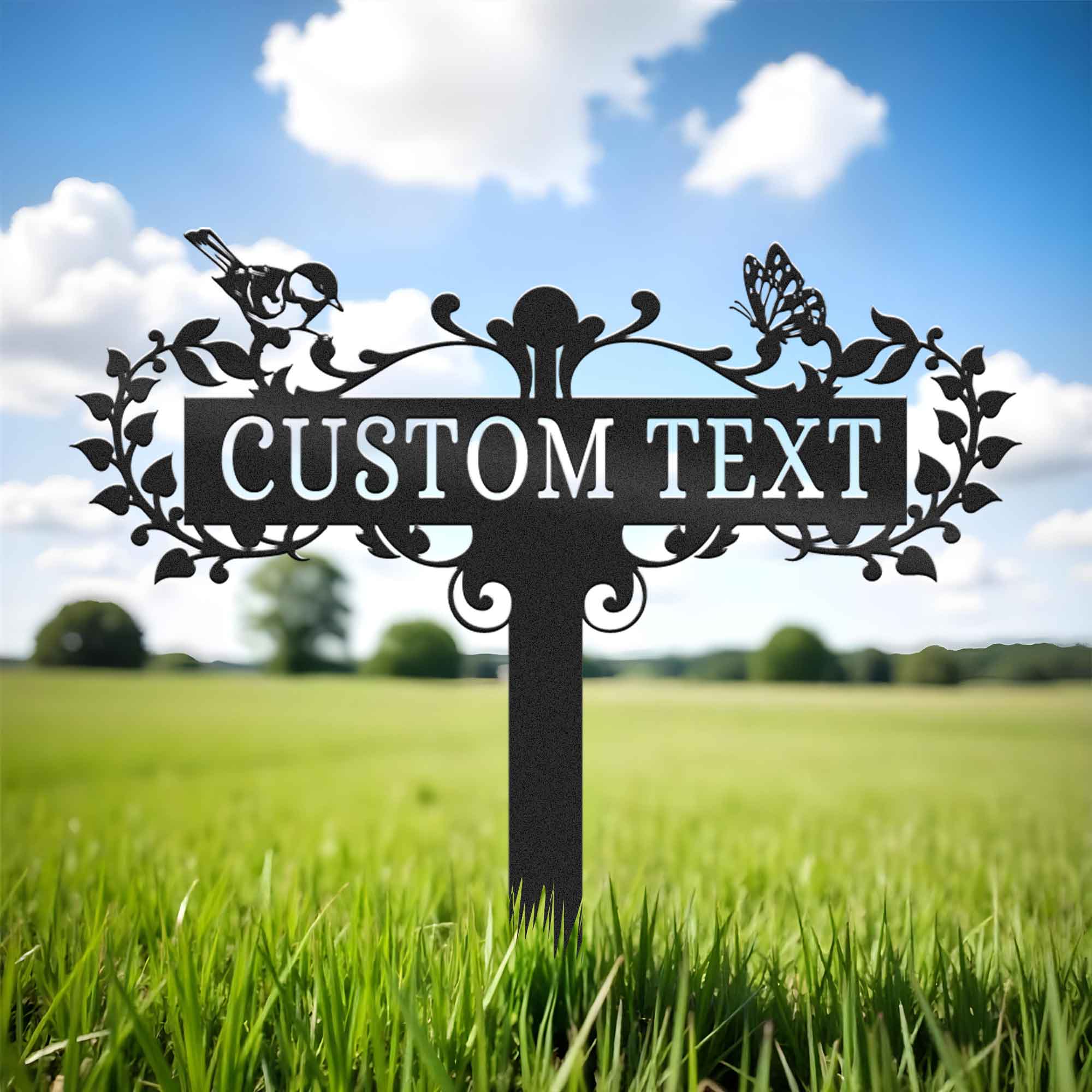 Custom Butterfly And Bird Garden Metal Stake, Garden Decor