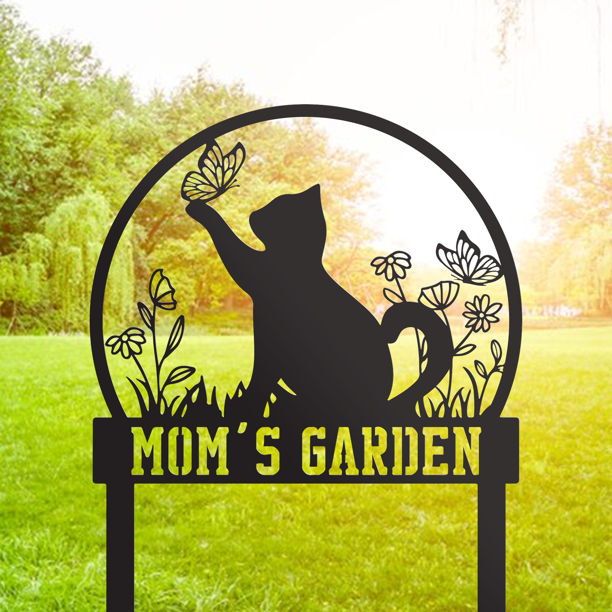 Custom Cat Garden Metal Stake, Yard And Garden Decor, Gift For Cat Lover