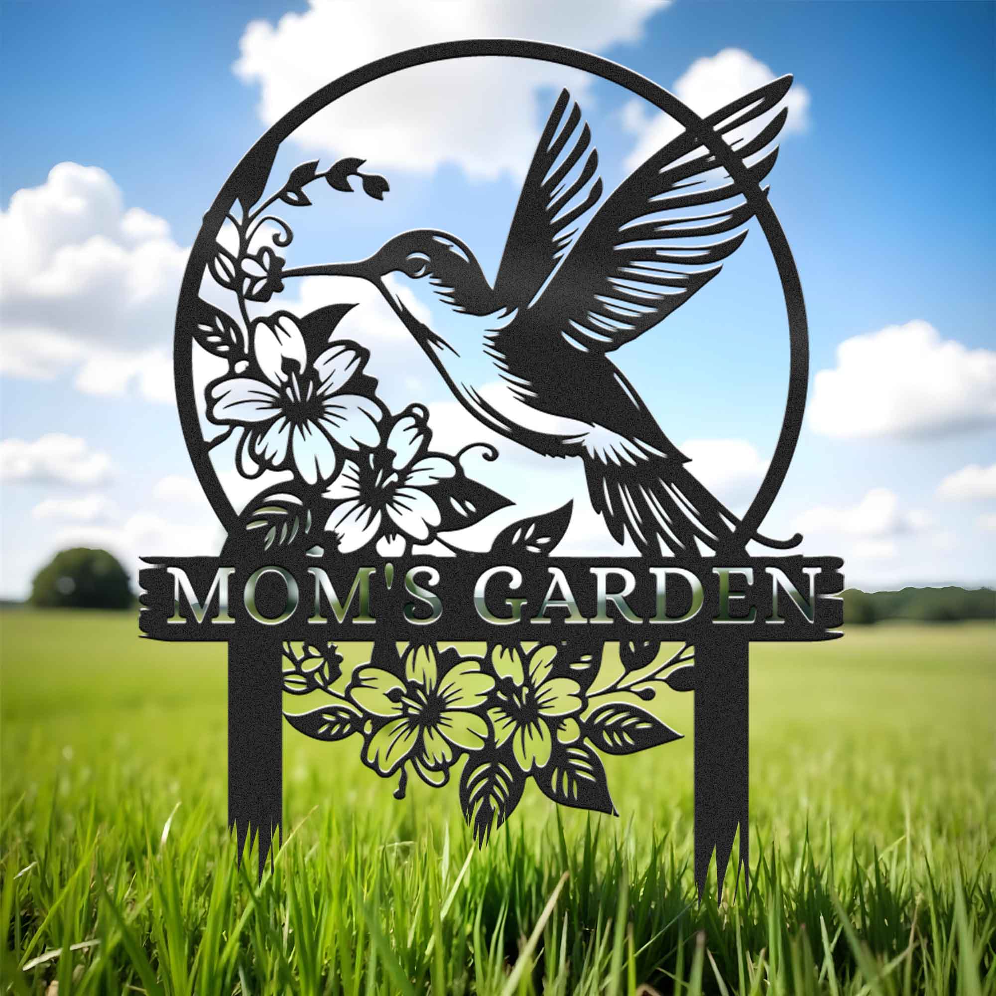 Customization Beautiful Hummingbird Garden Metal Stake, Yard And Garden Decor