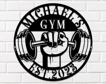 Personalized Gym Metal Sign, Outdoor Gym Dumbbell Wall Art, Fitness Training Wall Decor