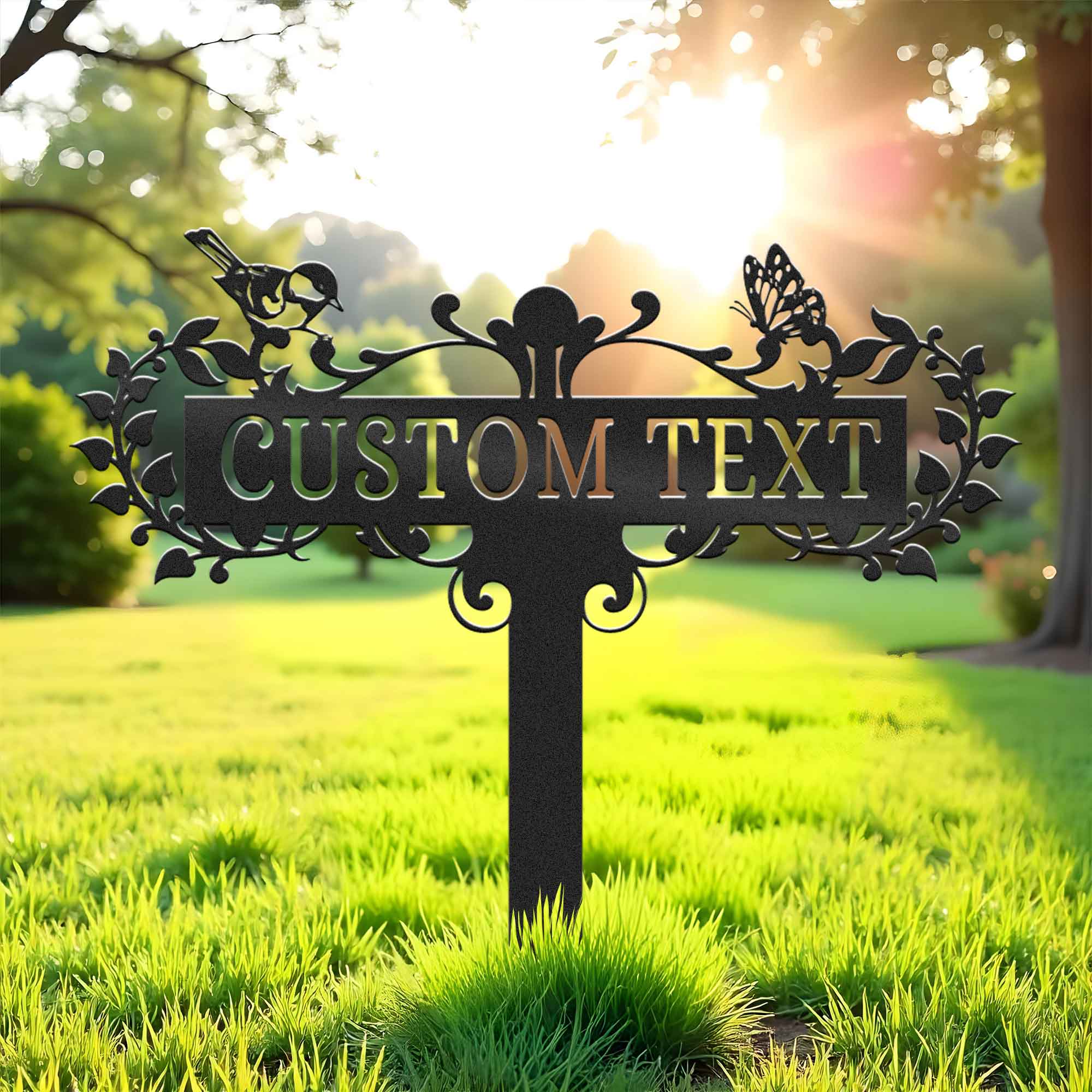 Custom Butterfly And Bird Garden Metal Stake, Garden Decor