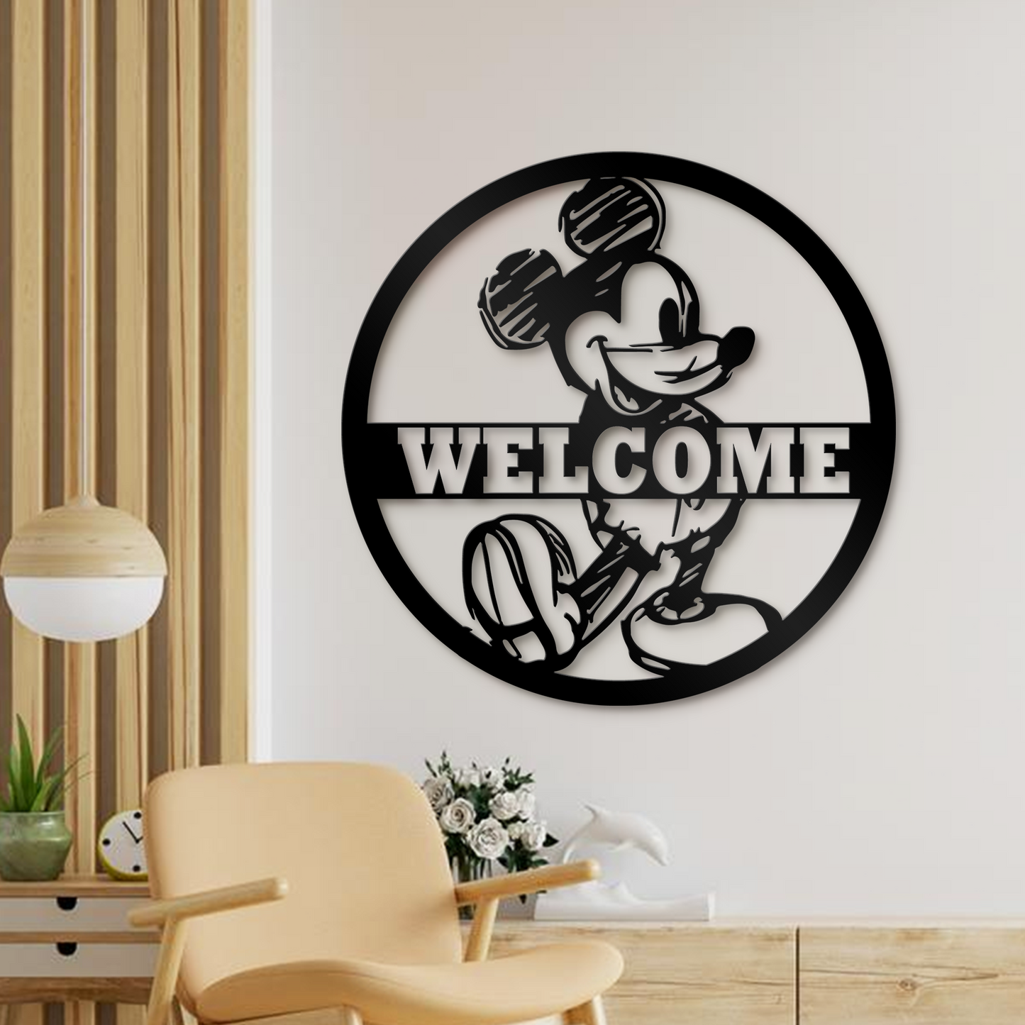 Mickey Welcome Metal Sign, Home and Wall Decor, Kids Sign, Front Door Decor, Disney Metal Sign