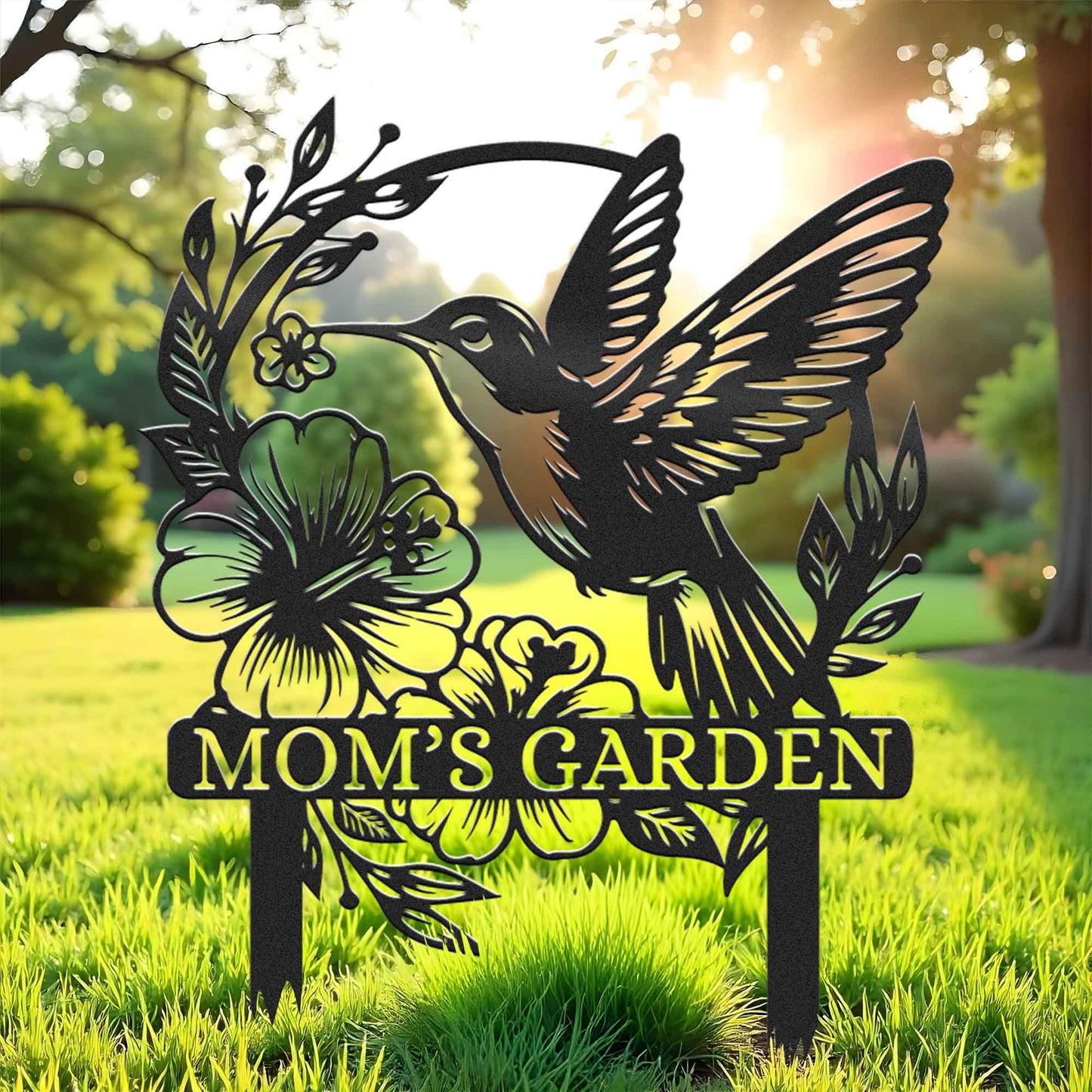 Custom Beautiful Hummingbird Garden Metal Stake, Yard And Garden Decor
