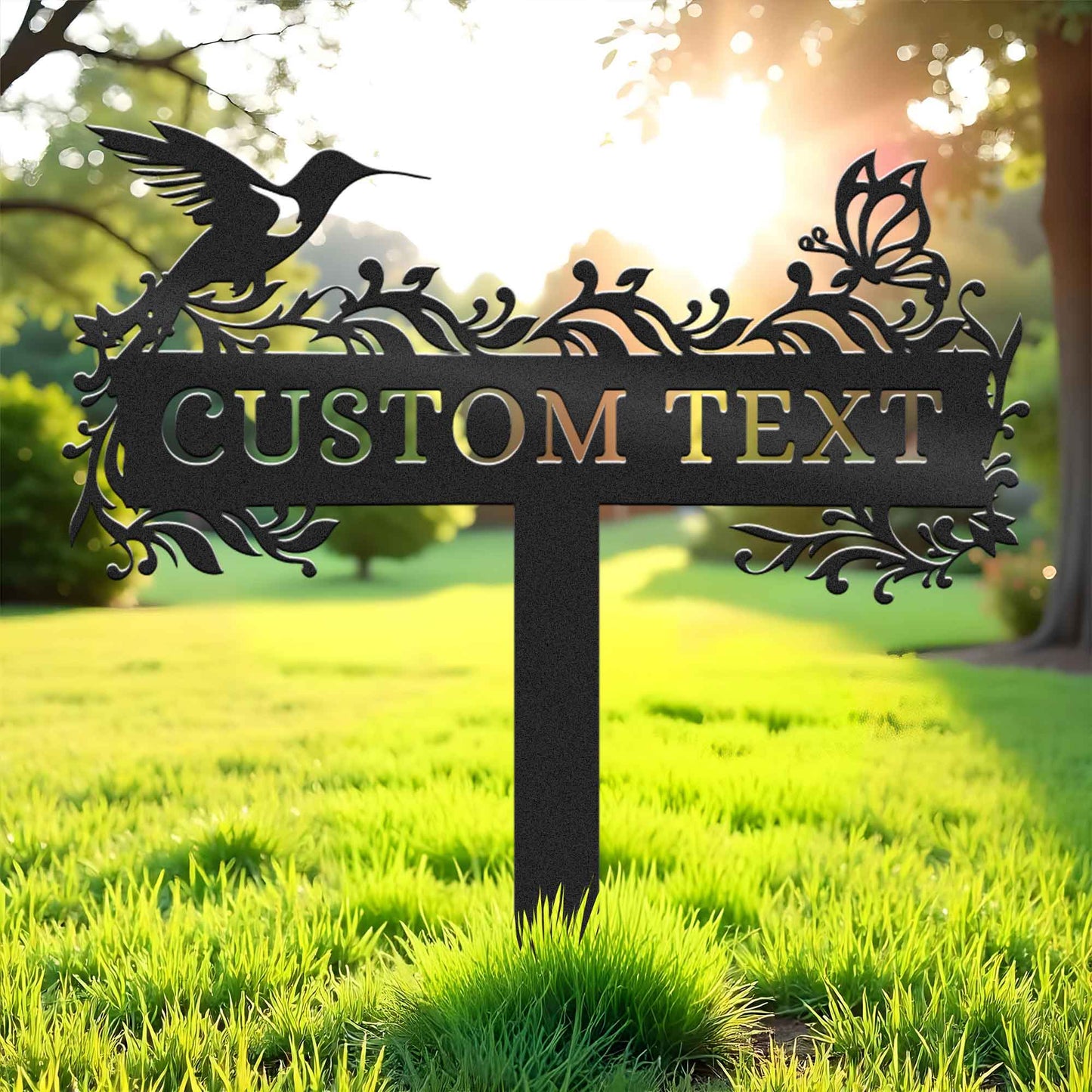 Customized Bird Garden Metal Stake, Personalized Outdoor Metal Stake