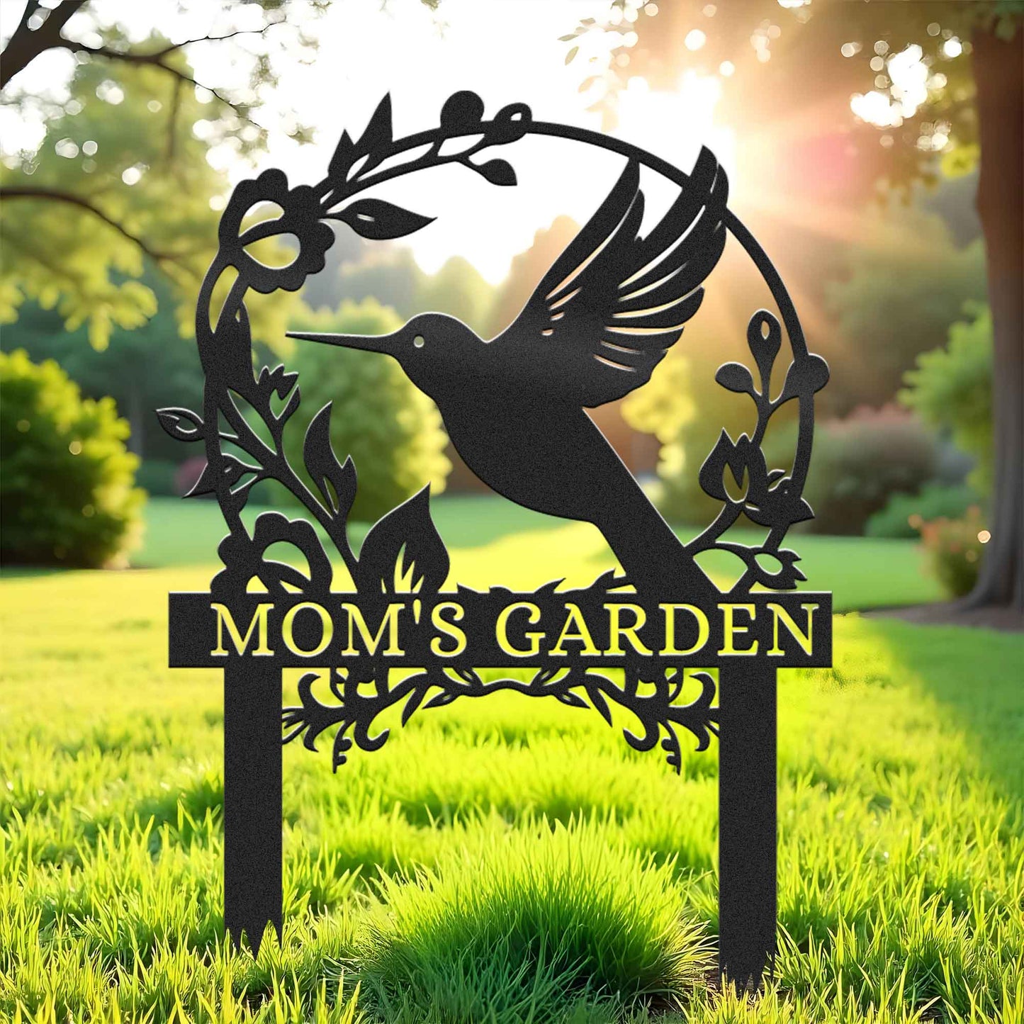 Personalized Beautiful Hummingbird Garden Metal Stake, Yard And Garden Decor