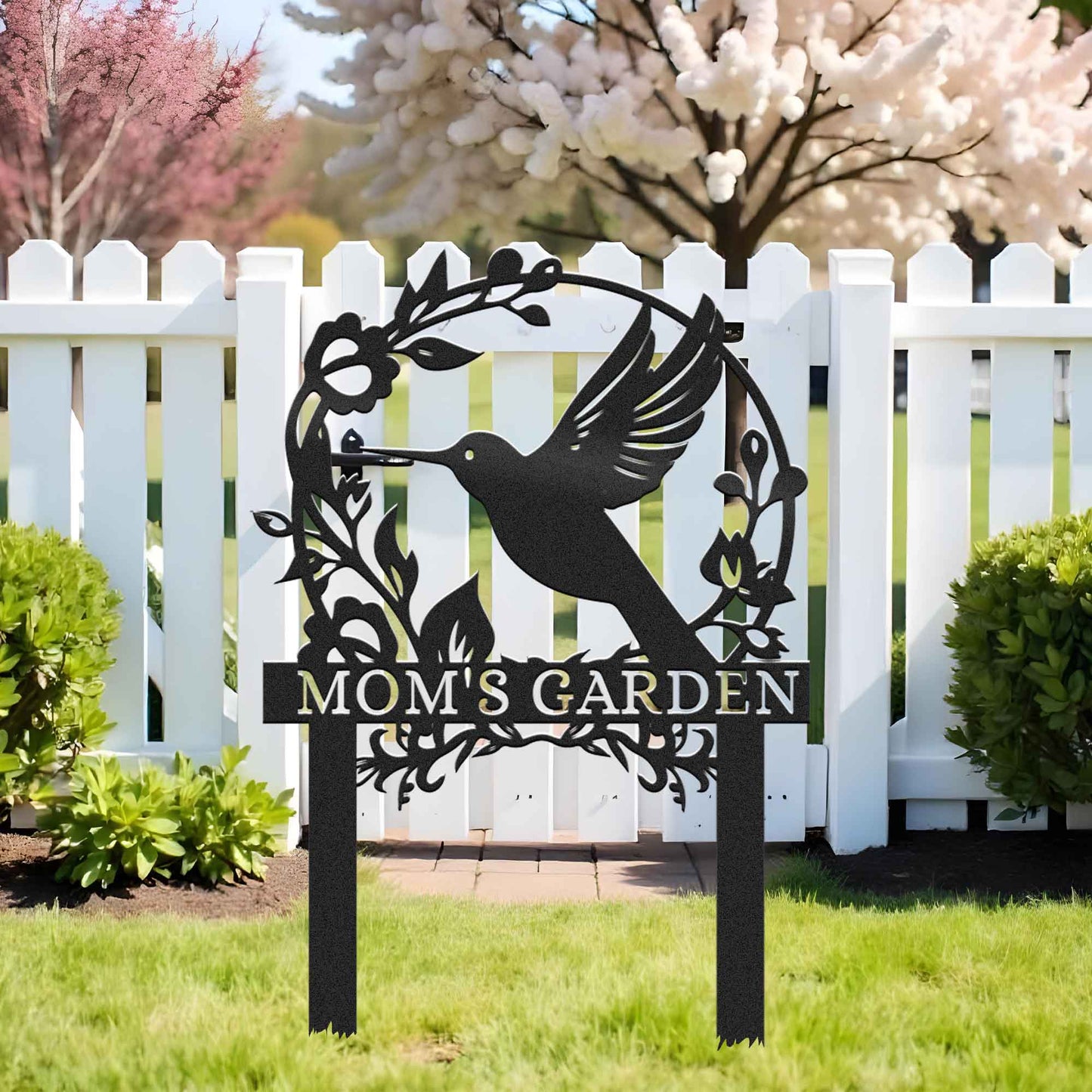 Personalized Beautiful Hummingbird Garden Metal Stake, Yard And Garden Decor