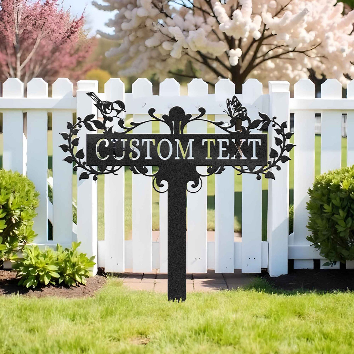Custom Butterfly And Bird Garden Metal Stake, Garden Decor