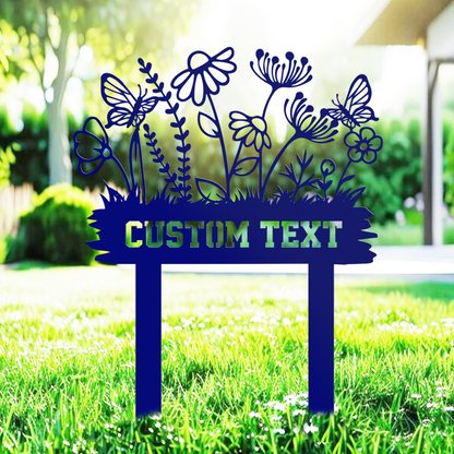 Custom Wildflower Garden Metal Stake, Flowers Garden Decor
