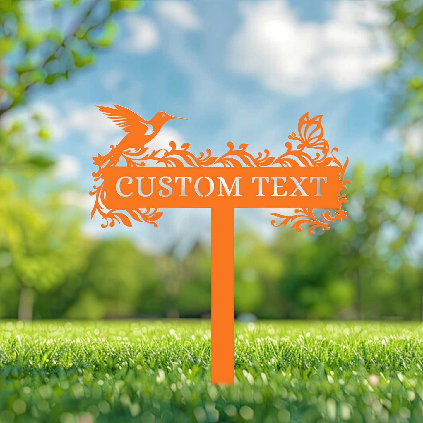 Customized Bird Garden Metal Stake, Personalized Outdoor Metal Stake