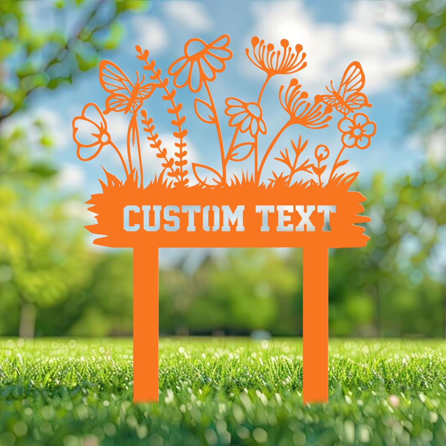 Custom Wildflower Garden Metal Stake, Flowers Garden Decor