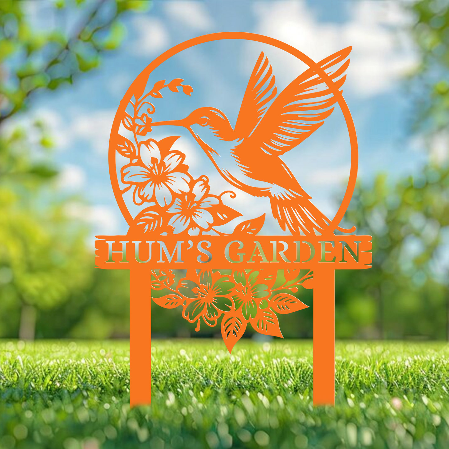 Customization Beautiful Hummingbird Garden Metal Stake, Yard And Garden Decor