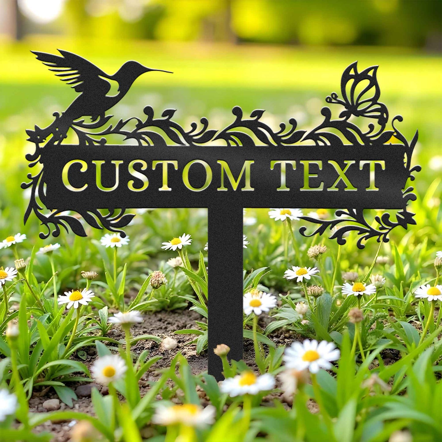 Customized Bird Garden Metal Stake, Personalized Outdoor Metal Stake