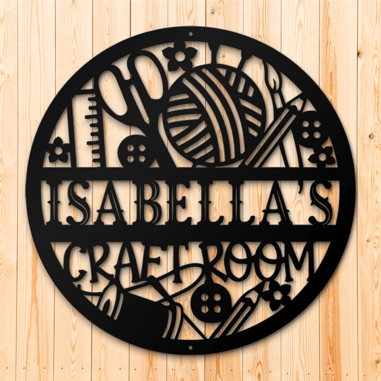 Custom Name Craft Room Metal Sign, Sewing Craft Room Metal Sign