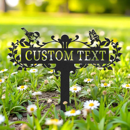 Custom Butterfly And Bird Garden Metal Stake, Garden Decor