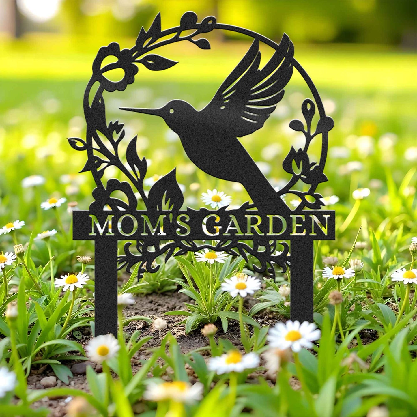 Personalized Beautiful Hummingbird Garden Metal Stake, Yard And Garden Decor