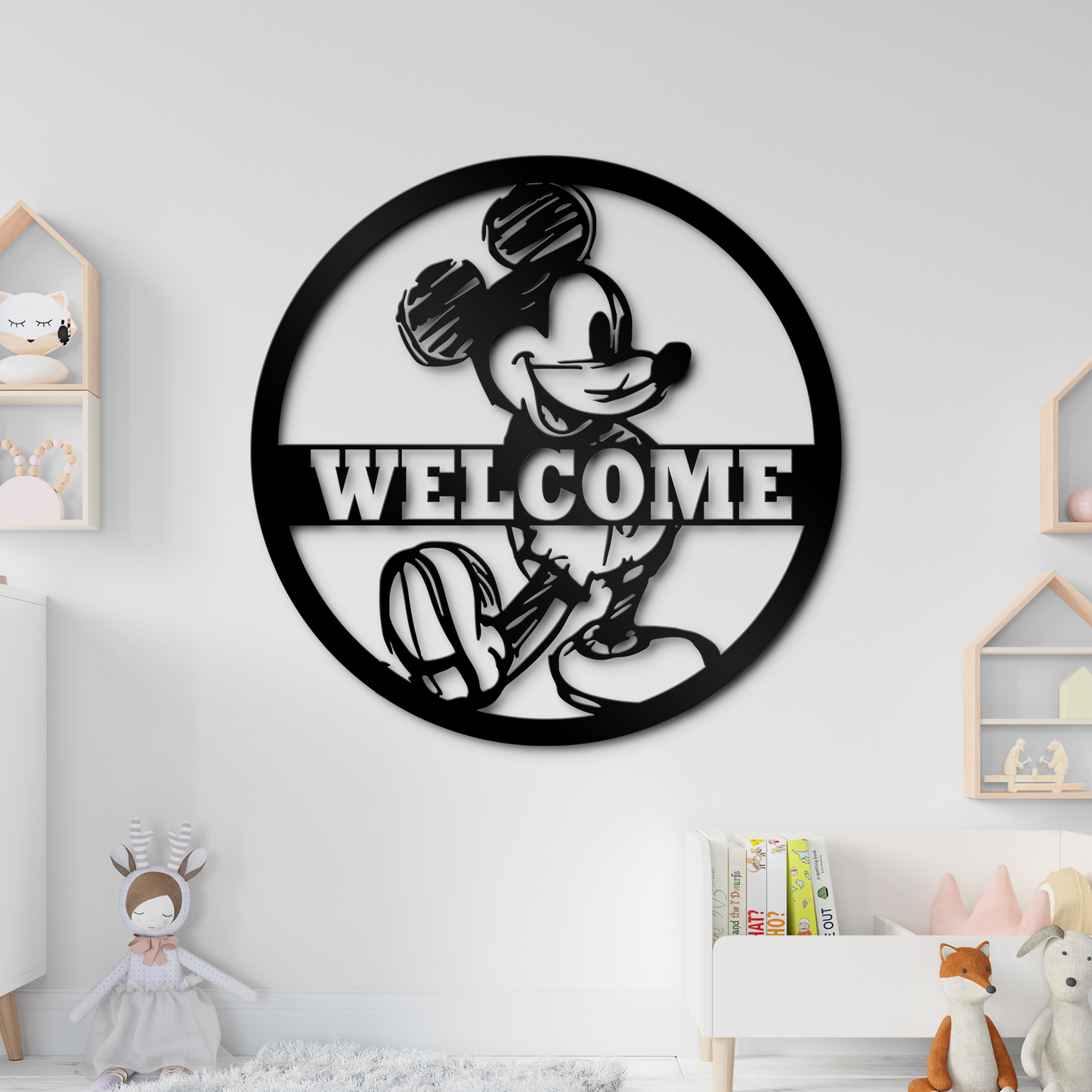 Mickey Welcome Metal Sign, Home and Wall Decor, Kids Sign, Front Door Decor, Disney Metal Sign
