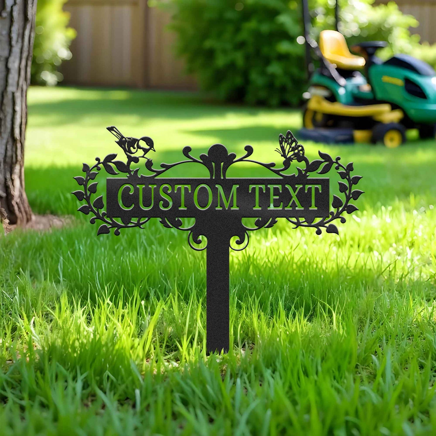 Custom Butterfly And Bird Garden Metal Stake, Garden Decor