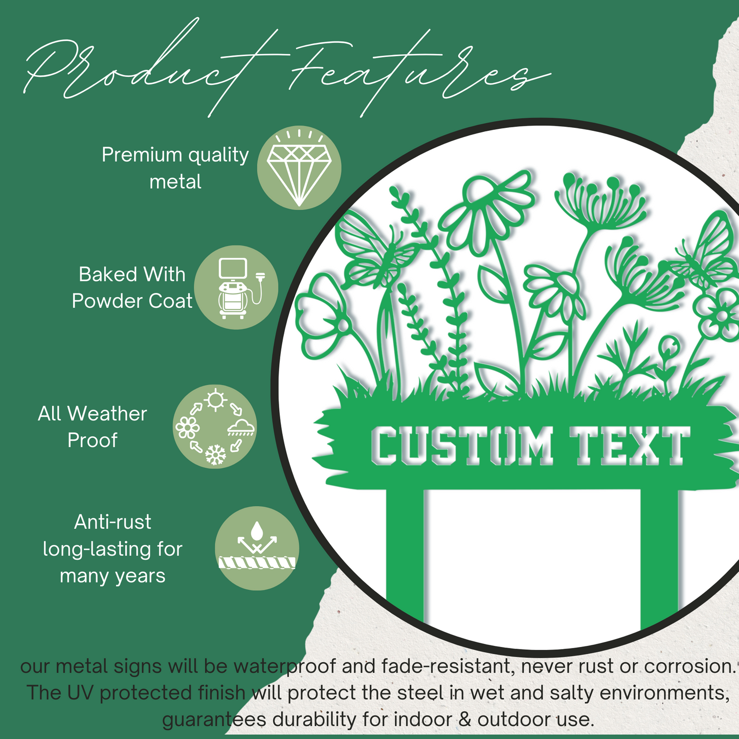 Custom Wildflower Garden Metal Stake, Flowers Garden Decor