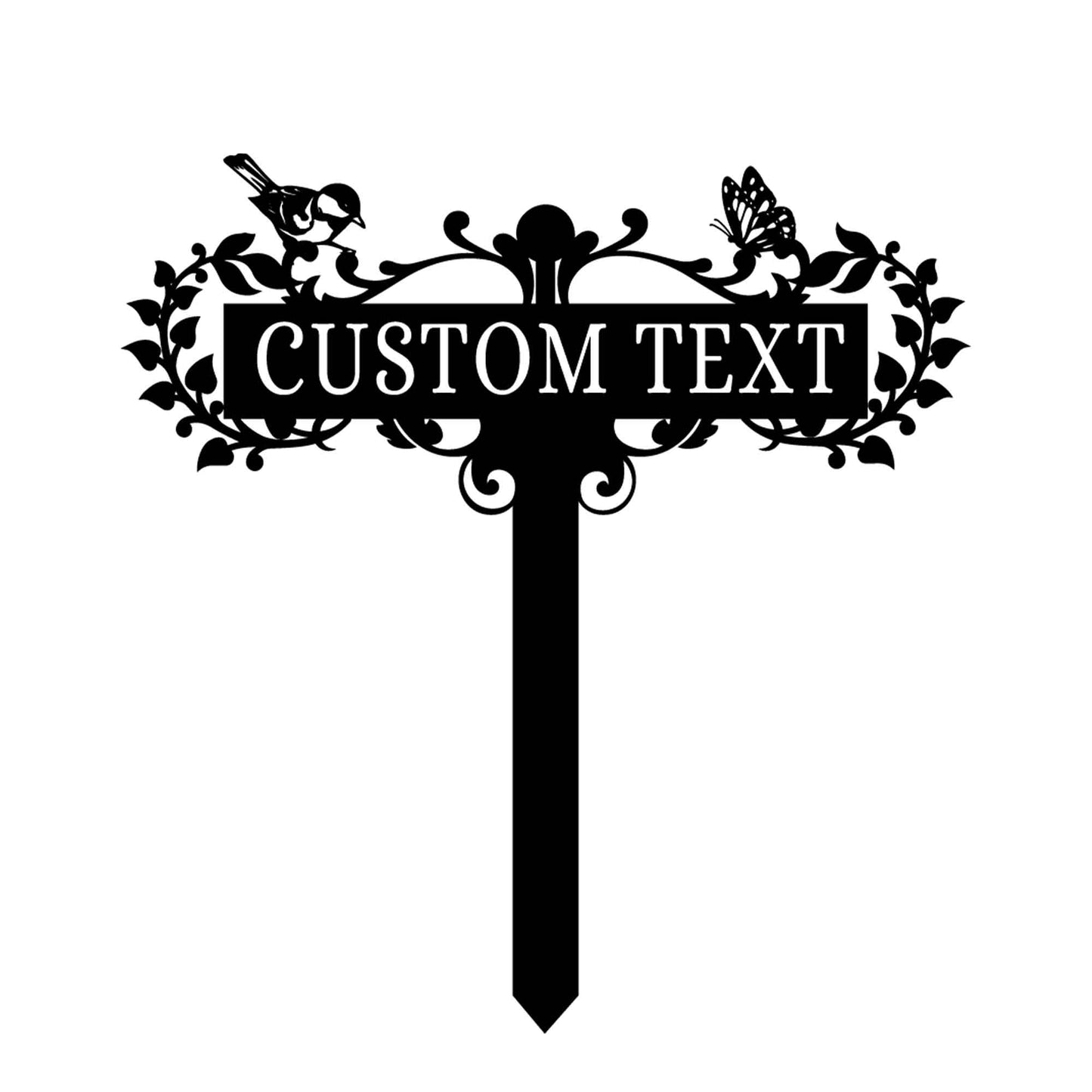 Custom Butterfly And Bird Garden Metal Stake, Garden Decor