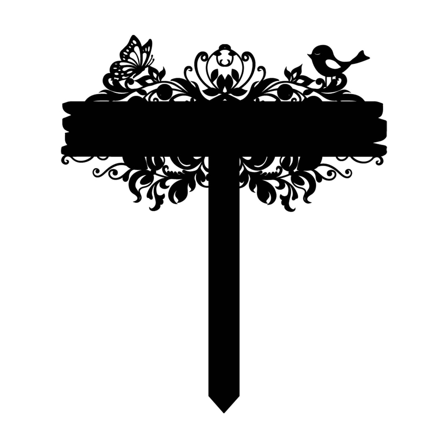 Personalized Butterfly And Bird Garden Metal Stake, Outdoor Garden Decor