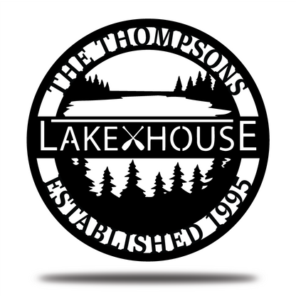 Customized Lakehouse Metal Sign, Lakehouse Wall Decor, Personalized Family Name Sign