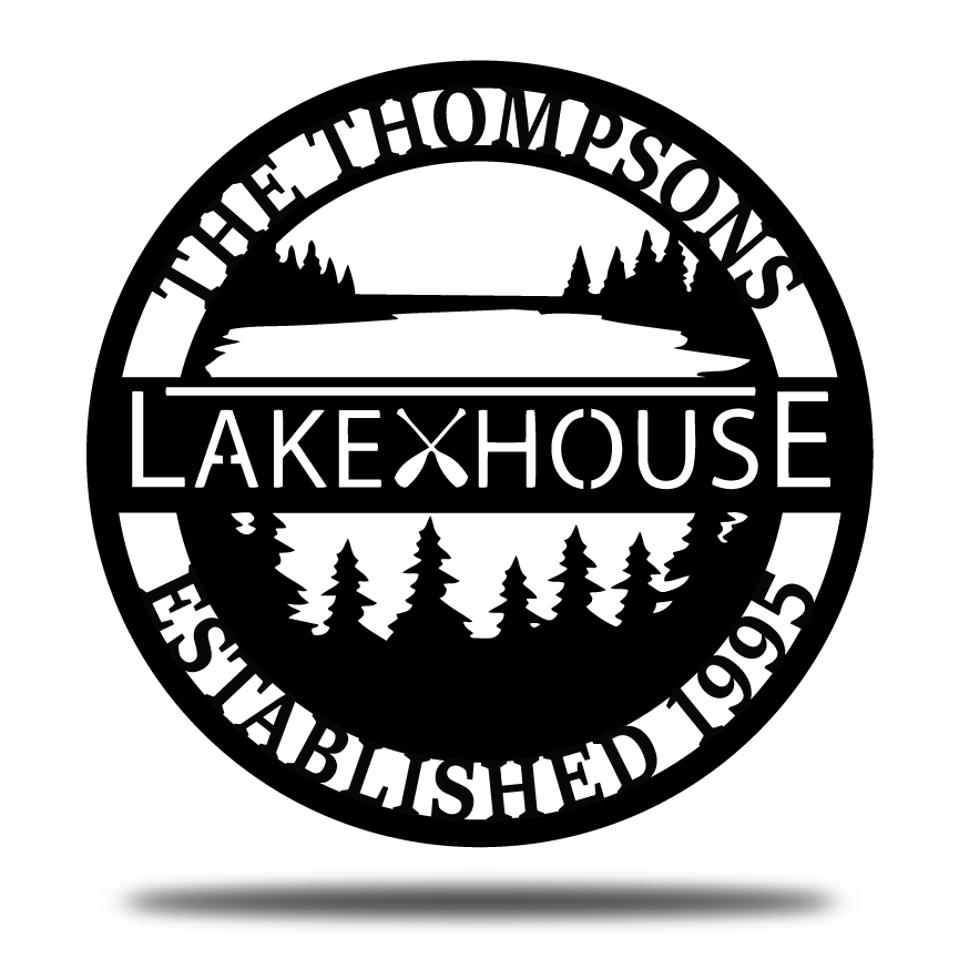 Customized Lakehouse Metal Sign, Lakehouse Wall Decor, Personalized Family Name Sign