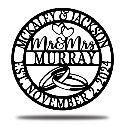 Personalized Mr. And Mrs. Date Metal Sign - Wedding Gift - Custom Metal Sign - Anniversary Gift - Metal Wall Art