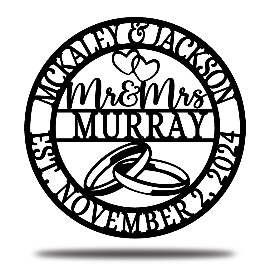 Personalized Mr. And Mrs. Date Metal Sign - Wedding Gift - Custom Metal Sign - Anniversary Gift - Metal Wall Art