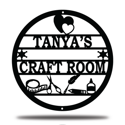 Personalized Craft Room Metal Sign, Sewing Craft Room Metal Sign