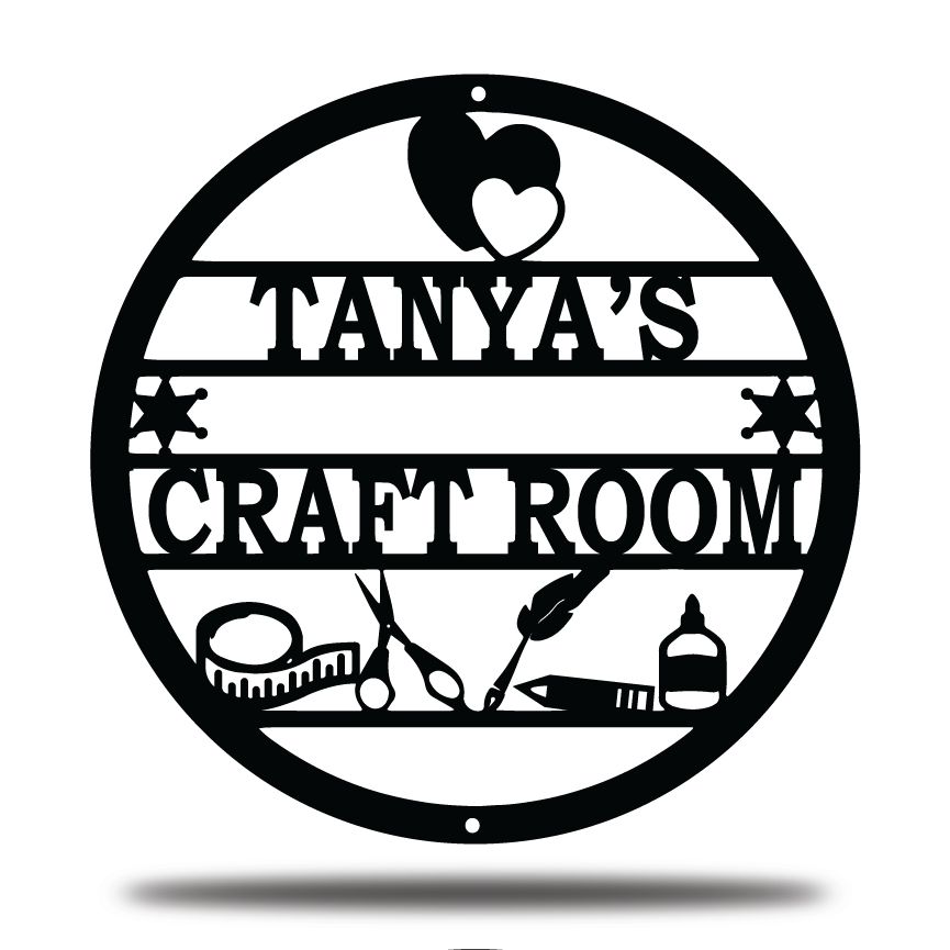 Personalized Craft Room Metal Sign, Sewing Craft Room Metal Sign